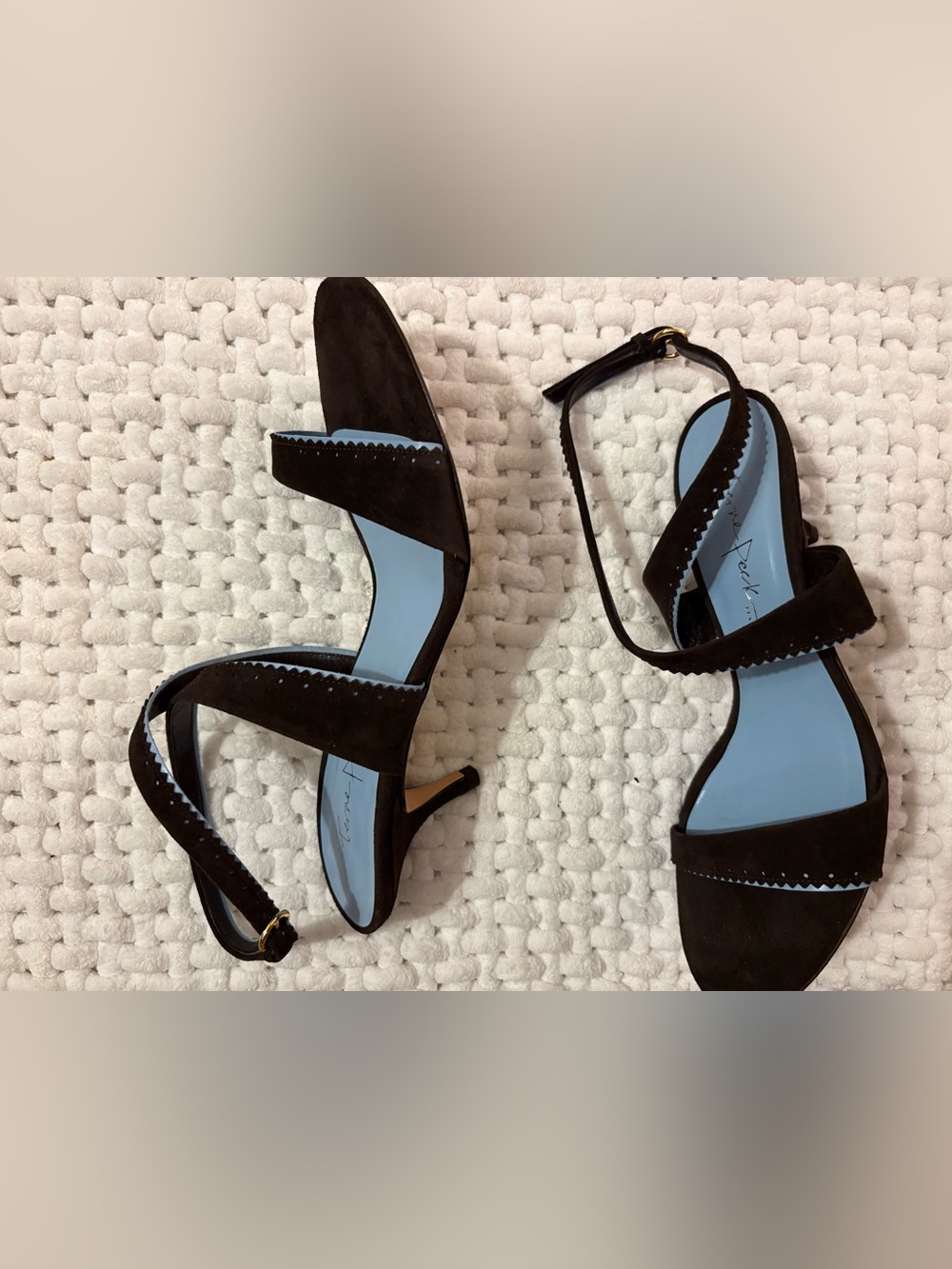 Chocolate Brown Suede Ankle-Strap Heels by Terne Peck made in Italy